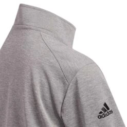 Adidas 2022 Boys Heather Quarter Zip Pullover -Elite Golf Shop adidas 2022 boys heather quarter zip pullover grey three detail 2 itempicture