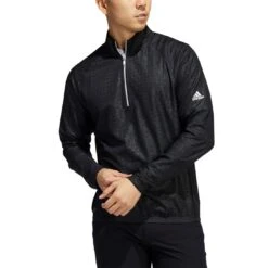 Adidas 2022 Deboss Quarter Zip Pullover -Elite Golf Shop adidas 2022 deboss quarter zip pullover black back itempicture