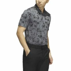 Adidas Burst Jacquard Polo -Elite Golf Shop adidas 2023 burst jacquard polo black side itempicture