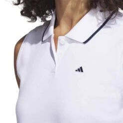 Adidas 2023 Women's Go-To Pique Sleeveless Polo -Elite Golf Shop adidas 23 womens go to pique sleeveless polo white detail itempicture