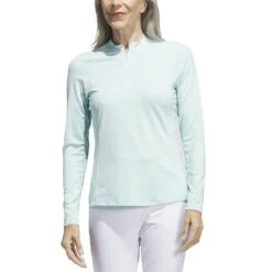 Adidas Women's Ultimate365 Quarter Zip Long Sleeve Mock -Elite Golf Shop adidas 23 womens ultimate365 quarter zip long sleeve mock semi flash aqua itempicture