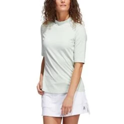 Adidas Women's Essentials Mock Polo -Elite Golf Shop adidas fw22 womens essentials mock polo linen green itempicture
