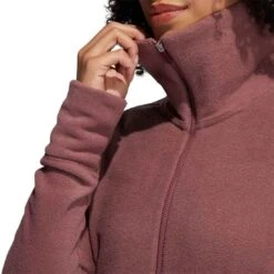 Adidas Women's Polar Fleece Jacket 15 Adidas Women's Polar Fleece Jacket -Elite Golf Shop adidas fw22 womens polar fleece jacket quiet crimson collar detail itempicture