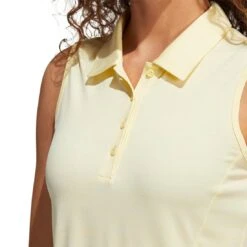 Adidas 2022 Women's Space Dyed Sleeveless Polo -Elite Golf Shop adidas fw22 womens space dyed sleeveless polo almost yellow detail itempicture