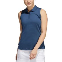 Adidas FW22 Women's Textured Sleeveless Polo -Elite Golf Shop adidas fw22 womens textured sleeveless polo crew navy front itempicture