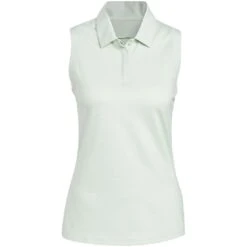 Adidas FW22 Women's Textured Sleeveless Polo -Elite Golf Shop adidas fw22 womens textured sleeveless polo linen green front itempicture