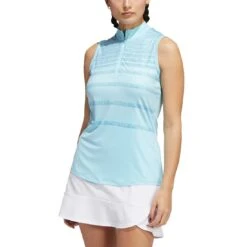 Adidas Women's Ultimate365 Herringbone Stripe Sleeveless Polo 9 Adidas Women's Ultimate365 Herringbone Stripe Sleeveless Polo -Elite Golf Shop adidas fw22 womens ultimate365 herringbone stripe polo pulse blue front itempicture