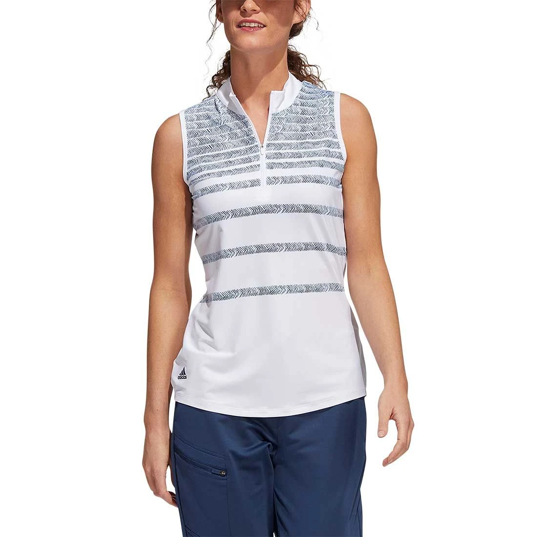 Adidas Women's Ultimate365 Herringbone Stripe Sleeveless Polo 3 Adidas Women's Ultimate365 Herringbone Stripe Sleeveless Polo