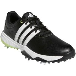 Adidas Juniors Tour360 Infinity Golf Shoes Black/White/Pulse Lime -Elite Golf Shop adidas juniors tour360 infinity golf shoes black white pulse lime gv9666 toe itempicture