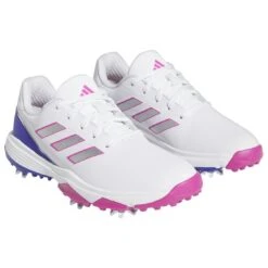 Adidas Juniors ZG23 Golf Shoes White/Lucid Fuchsia -Elite Golf Shop adidas juniors zg23 golf shoes white lucid fuchsia front itempicture