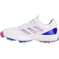 Adidas Juniors ZG23 Golf Shoes White/Lucid Fuchsia -Elite Golf Shop adidas juniors zg23 golf shoes white lucid fuchsia spine itempicture