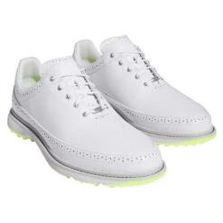 Adidas MC80 Golf Shoes White/Matte Silver/Lucid Lemon -Elite Golf Shop adidas mc80 golf shoes white matte silver lucid lemon front itempicture