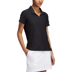 Adidas S21 Women's Go-To Short Sleeve Polo 10 Adidas S21 Women's Go-To Short Sleeve Polo -Elite Golf Shop adidas s21 womens go to short sleeve polo black on model itempicture