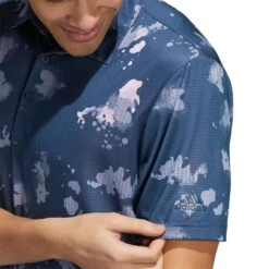 Adidas Splatter Print Polo -Elite Golf Shop adidas splatter print polo crew navy detail itempicture