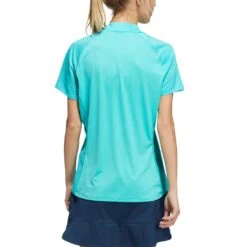 Adidas Women's Short Sleeve Mock Neck Polo -Elite Golf Shop adidas ss22 womens short sleeve mock neck polo semi mint rush back itempicture
