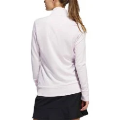 Adidas Women's Textured Full Zip Jacket -Elite Golf Shop adidas ss22 womens textured full zip jacket almost pink back itempicture