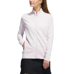 Adidas Women's Textured Full Zip Jacket -Elite Golf Shop adidas ss22 womens textured full zip jacket almost pink itempicture
