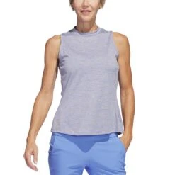 Adidas Women's Heathered Essentials Mock Sleeveless 16 Adidas Women's Heathered Essentials Mock Sleeveless -Elite Golf Shop adidas ss23 womens heathered essentials mock blue fusion itempicture