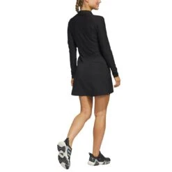 Adidas Women's Long Sleeve Golf Dress -Elite Golf Shop adidas ss23 womens long sleeve golf dress black back itempicture