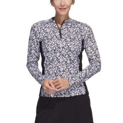 Adidas Women's Ultimate365 Print Pullover -Elite Golf Shop adidas ss23 womens ultimate365 print pullover black white itempicture