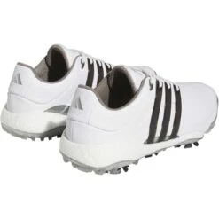Adidas Tour360 22 Boost Golf Shoes White/Black/Silver -Elite Golf Shop adidas tour360 boost 22 golf shoes white black silver back itempicture