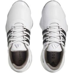 Adidas Tour360 22 Boost Golf Shoes White/Black/Silver -Elite Golf Shop adidas tour360 boost 22 golf shoes white black silver top itempicture