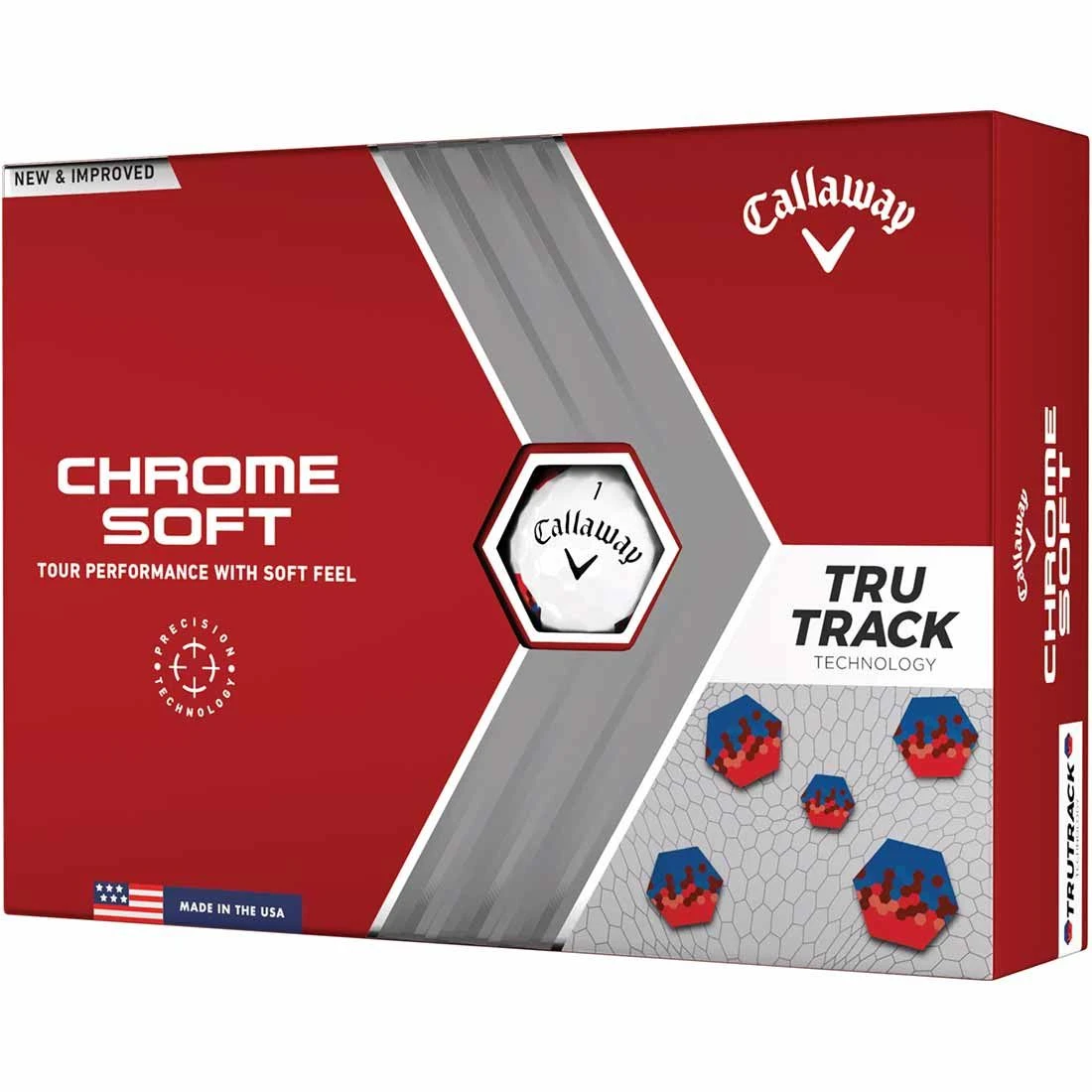 Callaway Chrome Soft TruTrack Red/Blue Golf Balls 3 Callaway Chrome Soft TruTrack Red/Blue Golf Balls