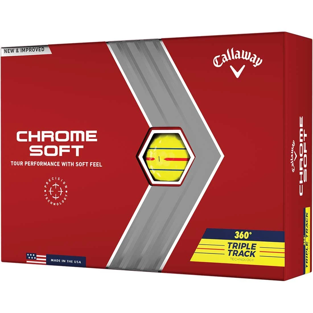 Callaway Chrome Soft 360 Triple Track Yellow Golf Balls 3 Callaway Chrome Soft 360 Triple Track Yellow Golf Balls