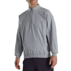 FootJoy Half Zip Windshirt 9 FootJoy Half Zip Windshirt -Elite Golf Shop footjoy half zip windshirt grey front itempicture