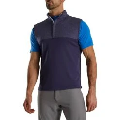FootJoy Heather Yoke Half Zip Vest 13 FootJoy Heather Yoke Half Zip Vest -Elite Golf Shop footjoy heather yoke half zip vest navy front itempicture
