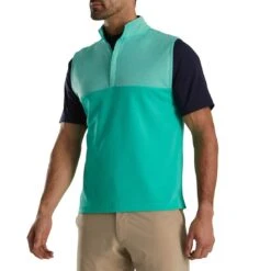 FootJoy Heather Yoke Half Zip Vest 14 FootJoy Heather Yoke Half Zip Vest -Elite Golf Shop footjoy heather yoke half zip vest sea green front itempicture