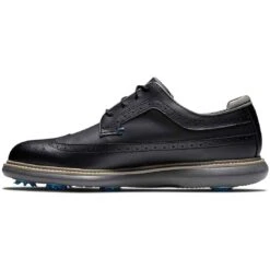 FootJoy Traditions Wing Tip Golf Shoes Black/Blue/Grey -Elite Golf Shop footjoy traditions wing tip golf shoes black blue grey instep itempicture