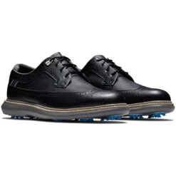 FootJoy Traditions Wing Tip Golf Shoes Black/Blue/Grey -Elite Golf Shop footjoy traditions wing tip golf shoes black blue grey pair itempicture