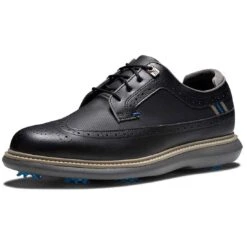 FootJoy Traditions Wing Tip Golf Shoes Black/Blue/Grey -Elite Golf Shop footjoy traditions wing tip golf shoes black blue grey toe itempicture