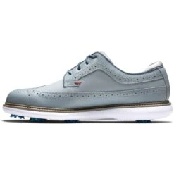 FootJoy Traditions Wing Tip Golf Shoes Grey/Navy/Red -Elite Golf Shop footjoy traditions wing tip golf shoes grey navy red instep itempicture