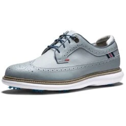FootJoy Traditions Wing Tip Golf Shoes Grey/Navy/Red -Elite Golf Shop footjoy traditions wing tip golf shoes grey navy red toe itempicture