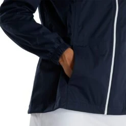 FootJoy Women's HydroKnit Rain Jacket 9 FootJoy Women's HydroKnit Rain Jacket -Elite Golf Shop footjoy womens hydroknit rain jacket navy detail itempicture