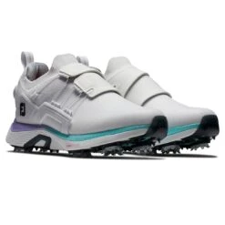 FootJoy Women's HyperFlex BOA Golf Shoes White/Purple -Elite Golf Shop footjoy womens hyperflex boa golf shoes white purple 98170 pair itempicture