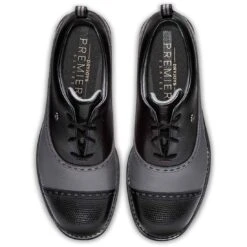 FootJoy Women's Premiere Series Golf Shoes Cap Toe Charcoal/Black -Elite Golf Shop footjoy womens premiere series golf shoes charcoal black cap toe top itempicture