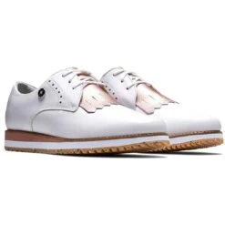 FootJoy Women's Sport Retro Golf Shoes White/Pink -Elite Golf Shop footjoy womens sport retro golf shoes white pink pair itempicture