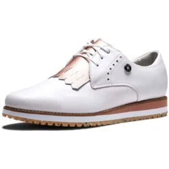 FootJoy Women's Sport Retro Golf Shoes White/Pink -Elite Golf Shop footjoy womens sport retro golf shoes white pink toe itempicture