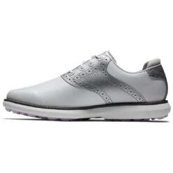 FootJoy Women's Traditions SL Golf Shoes White/Silver 15 FootJoy Women's Traditions SL Golf Shoes White/Silver -Elite Golf Shop footjoy womens traditions sl golf shoes white silver 97897 side itempicture