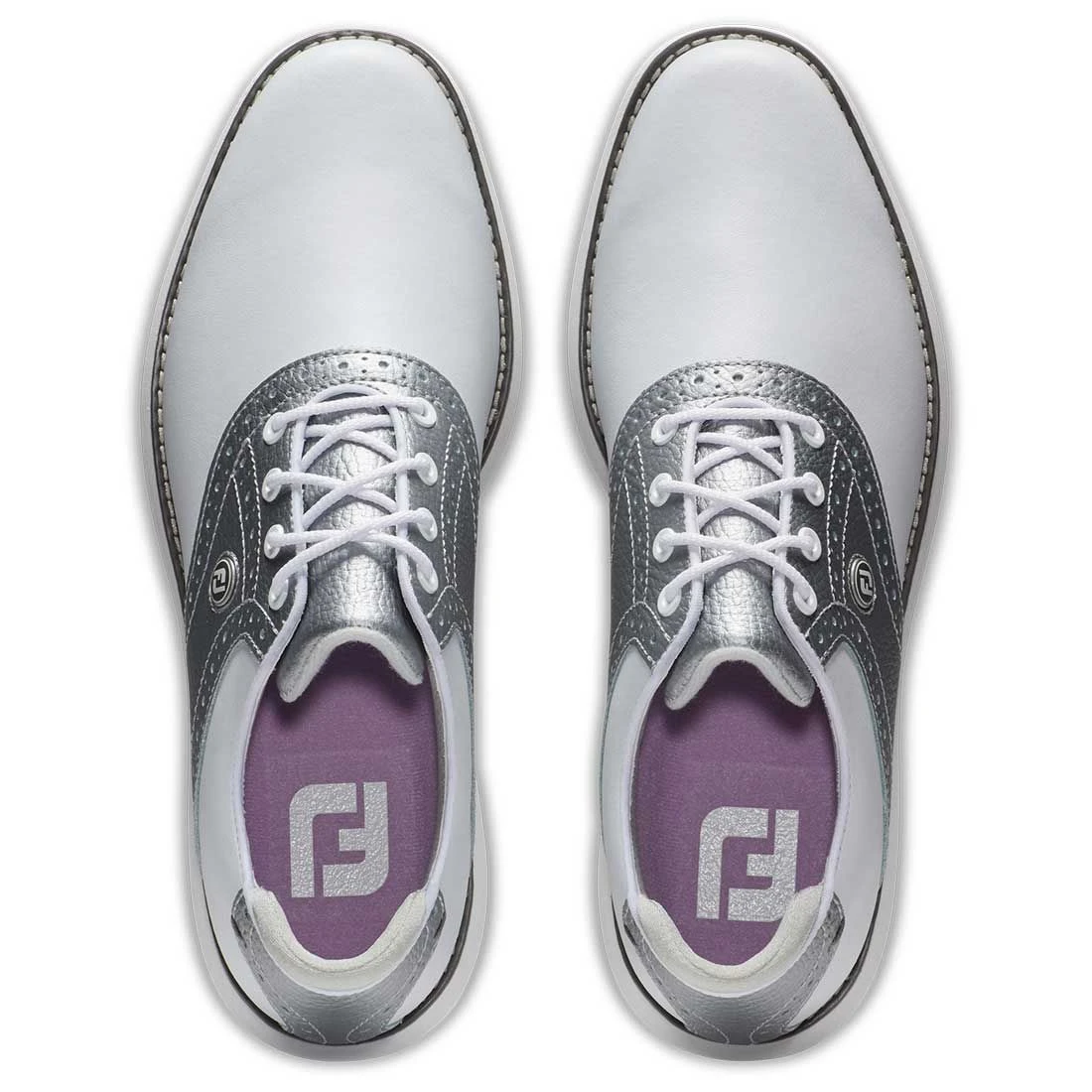 FootJoy Women's Traditions SL Golf Shoes White/Silver 8 FootJoy Women's Traditions SL Golf Shoes White/Silver - Image 6