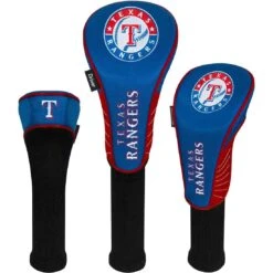 Team Effort MLB Set Of 3 Headcovers -Elite Golf Shop mcarthur sports mlb set of 3 headcovers texas rangers