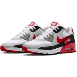 Nike Air Max 90 G Golf Shoes White/University Red 11 Nike Air Max 90 G Golf Shoes White/University Red -Elite Golf Shop nike air max 90 g golf shoes white university red black pair itempicture