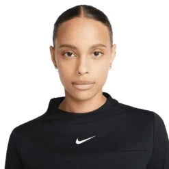 Nike Women's Dri-FIT UV Advantage Mock-Neck Top -Elite Golf Shop nike womens dri fit uv advantage mock neck top black detail itempicture