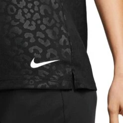 Nike Women's Dri-FIT Victory Embossed Sleeveless Polo 11 Nike Women's Dri-FIT Victory Embossed Sleeveless Polo -Elite Golf Shop nike womens dri fit victory embossed sleeveless polo black detail itempicture