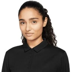 Nike Women's Dri-FIT Victory Long Sleeve Polo -Elite Golf Shop nike womens dri fit victory long sleeve polo black detail2 itempicture