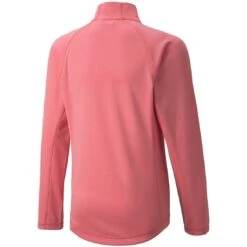 Puma Girls Quarter Zip Pullover -Elite Golf Shop puma 2021 girls quarter zip pullover parfait pink back itempicture