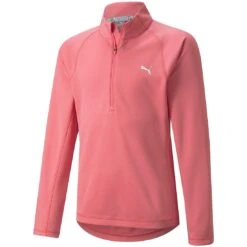 Puma Girls Quarter Zip Pullover -Elite Golf Shop puma 2021 girls quarter zip pullover parfait pink itempicture